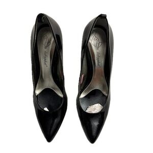 Baby Phat Black Patent Leather Platform Pumps Stiletto Heels Silver Trim Size 8